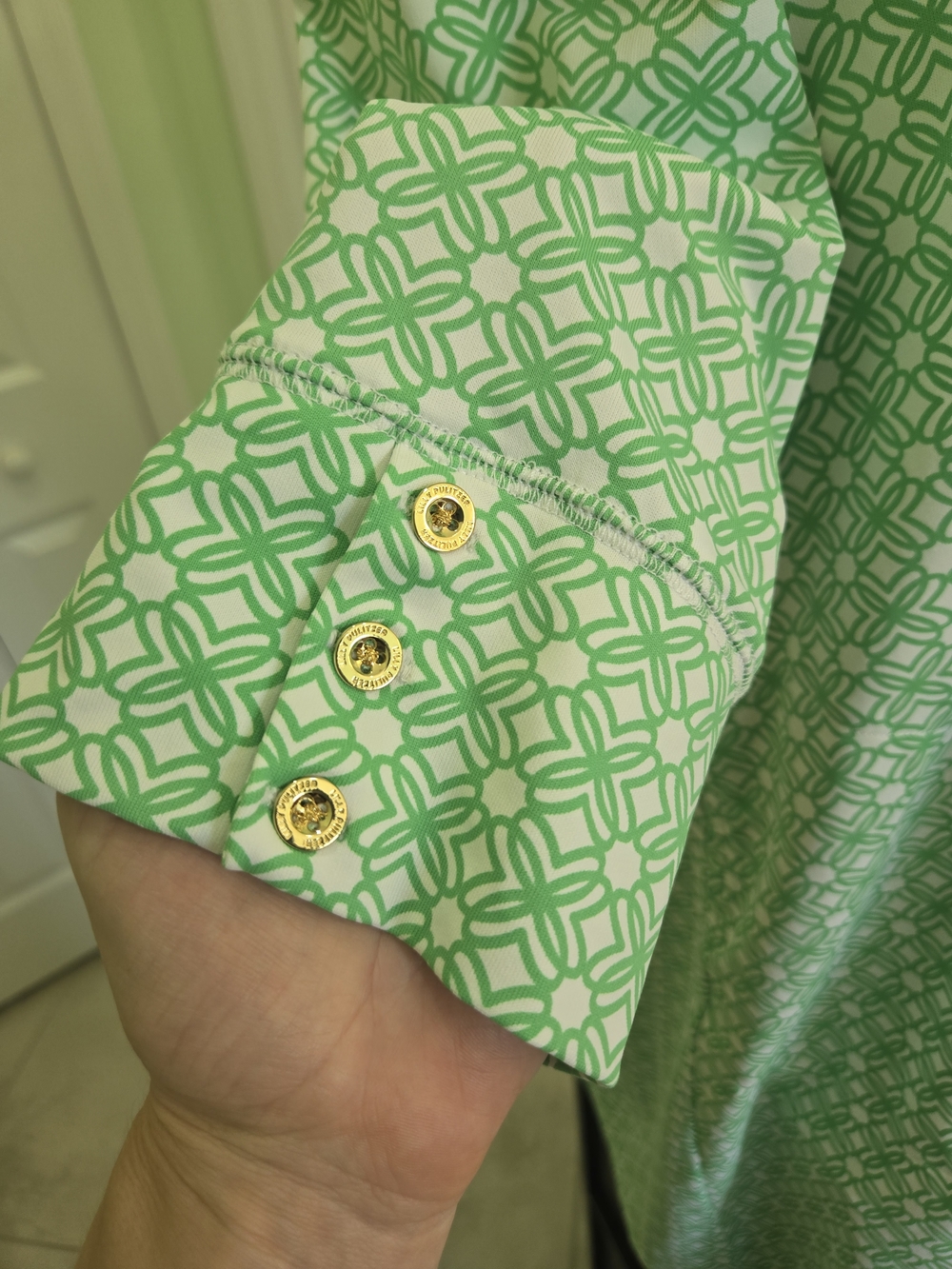 Lilly Pulitzer Chilly Lilly Solia UPF 50 Green White Geometric LS Dress XXL - Picture 5 of 14